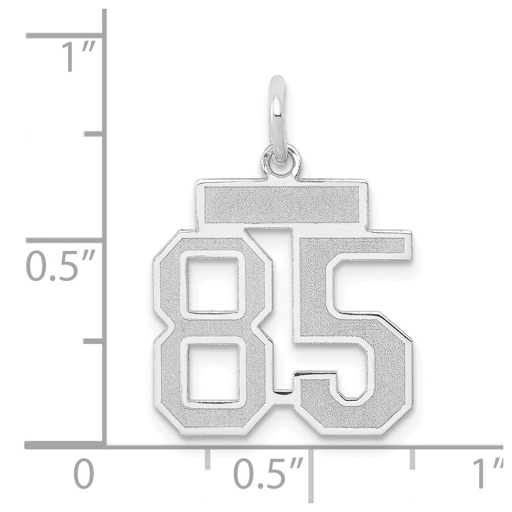 14k White Goldw Small Satin Number 85 Charm