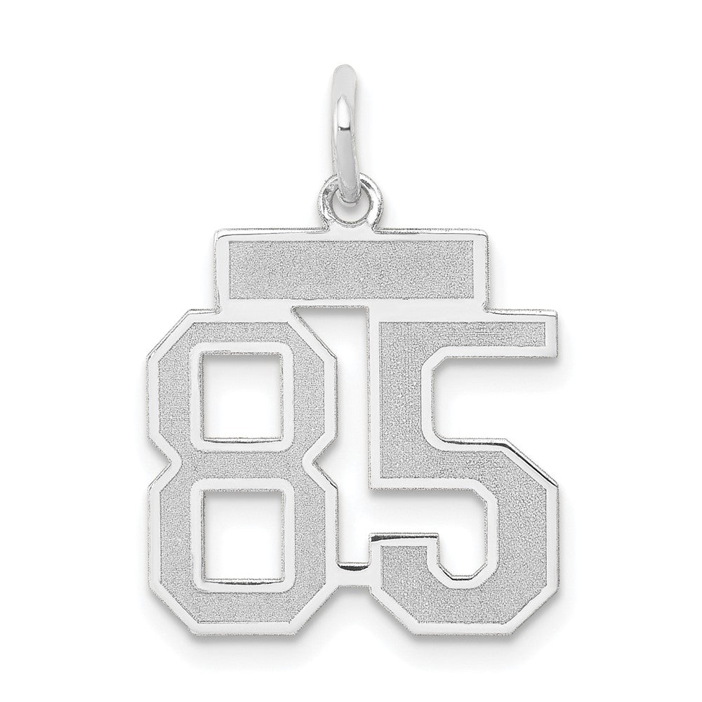 14k White Goldw Small Satin Number 85 Charm