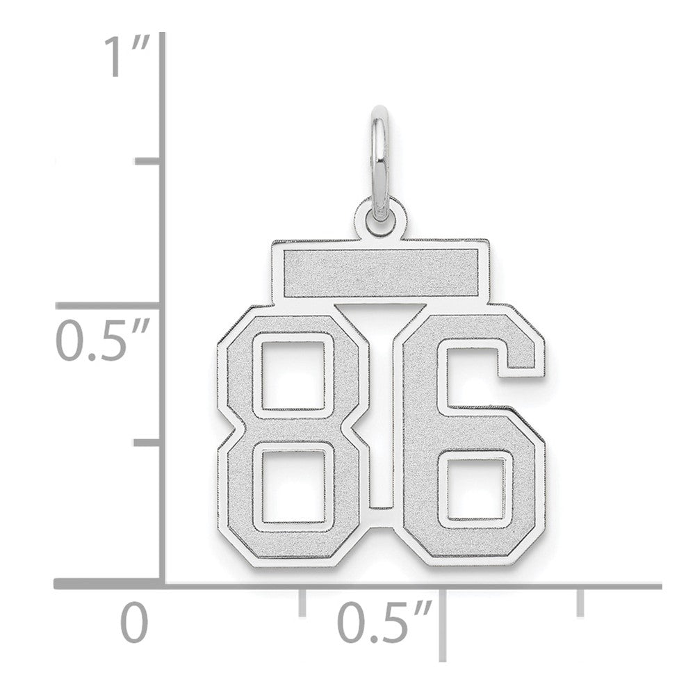 14k White Goldw Small Satin Number 86 Charm