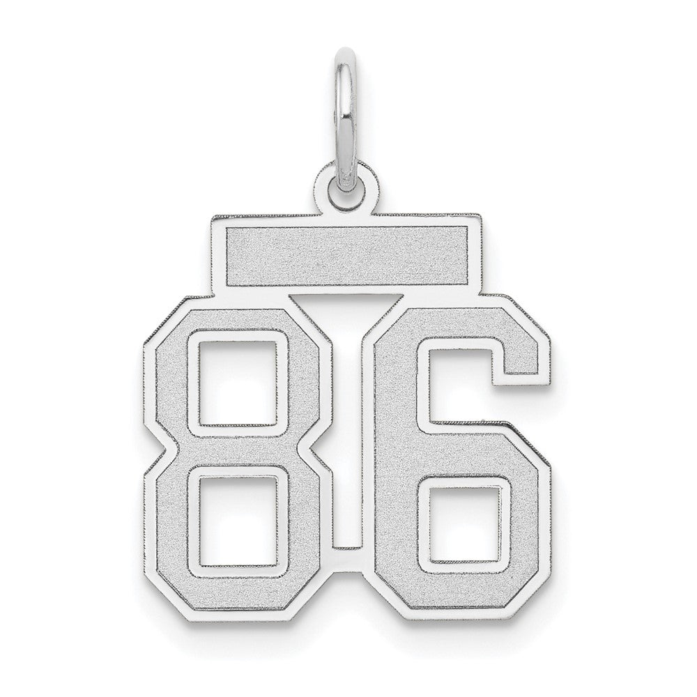 14k White Goldw Small Satin Number 86 Charm