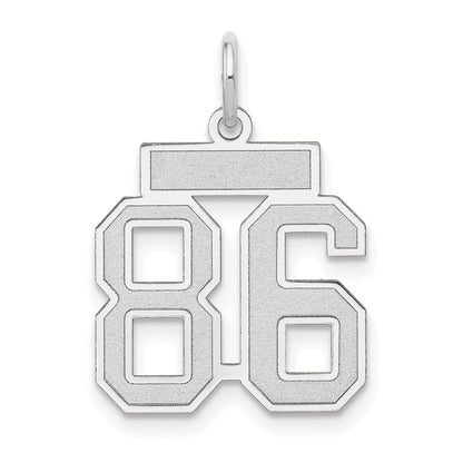 14k White Goldw Small Satin Number 86 Charm