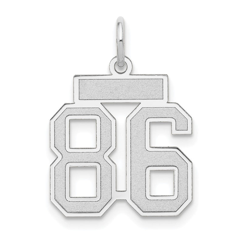14k White Goldw Small Satin Number 86 Charm