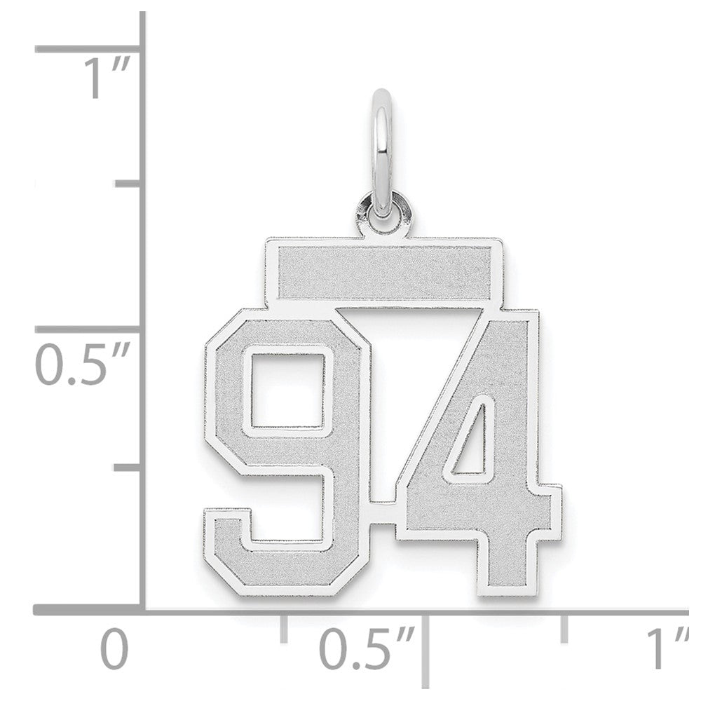 14k White Goldw Small Satin Number 94 Charm