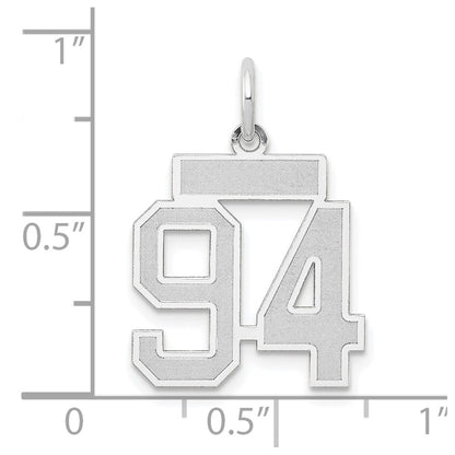 14k White Goldw Small Satin Number 94 Charm