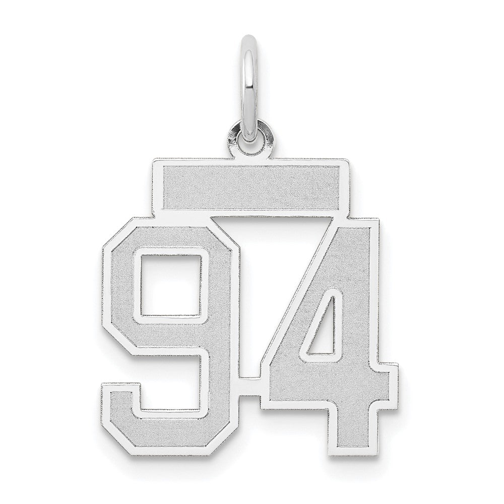 14k White Goldw Small Satin Number 94 Charm