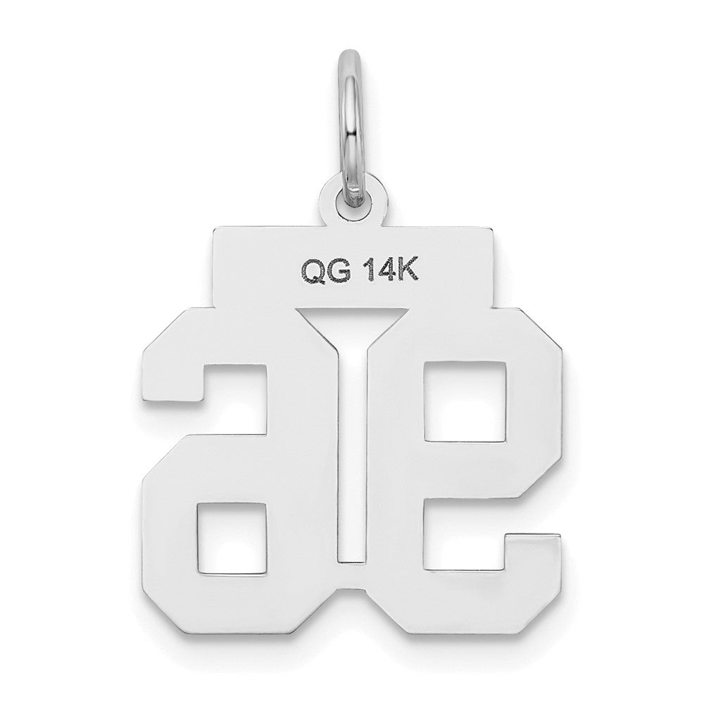 14k White Goldw Small Satin Number 96 Charm