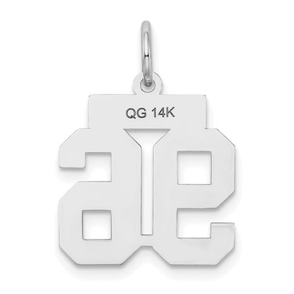 14k White Goldw Small Satin Number 96 Charm