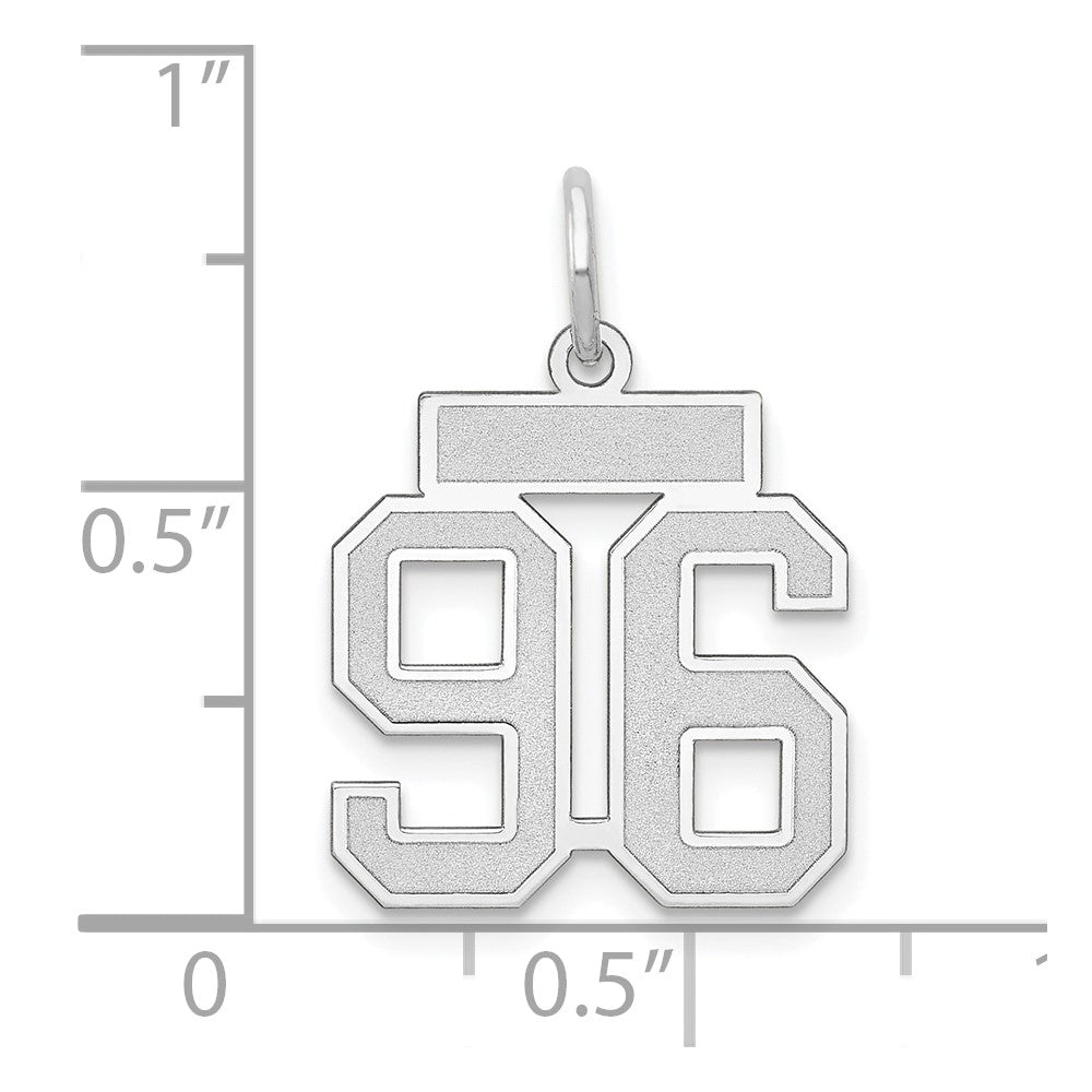 14k White Goldw Small Satin Number 96 Charm