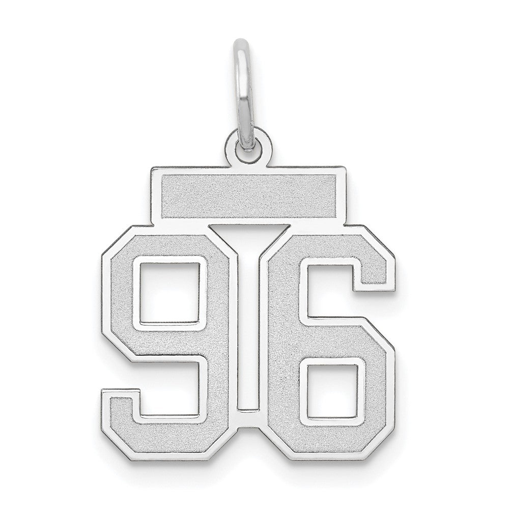 14k White Goldw Small Satin Number 96 Charm