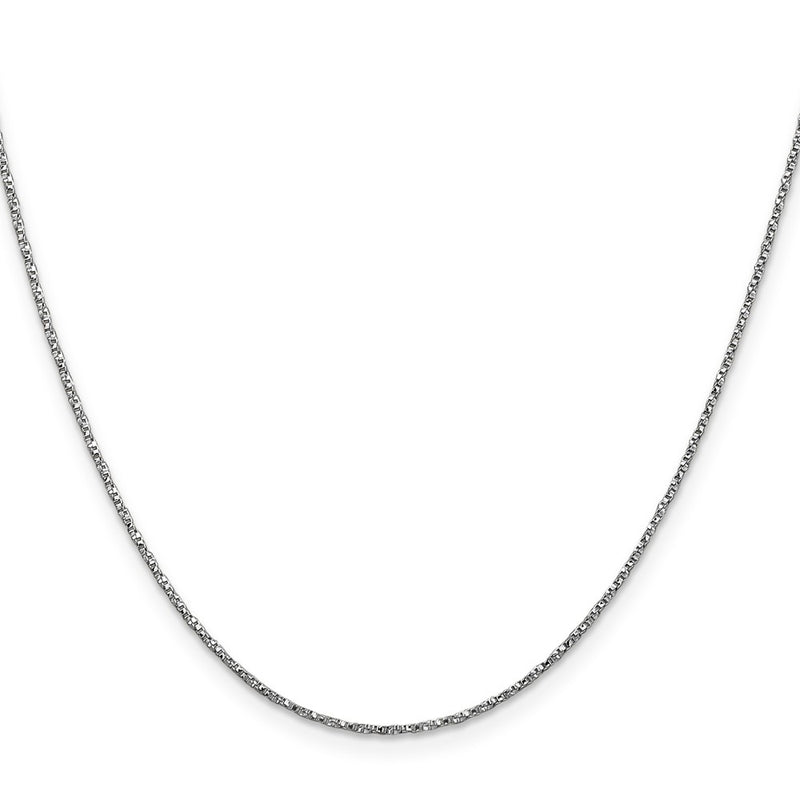 14K White Gold .95mm Twisted Box With Lobster Clasp Chain Necklace