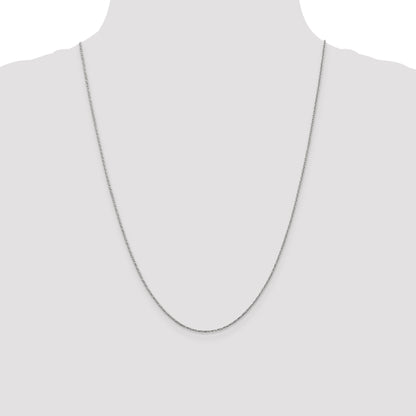14K White Gold 24 Inch .95mm Twisted Box With Lobster Clasp Chain Necklace