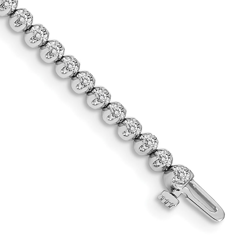 14K White Gold Complete 1 Carat Round Aaa Diamond 4 Prong 7 Inch Tennis Bracelet