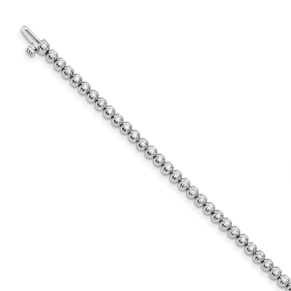 14K White Gold Complete 2.09 Carat Round A Diamond 4 Prong 7 Inch Tennis Bracelet
