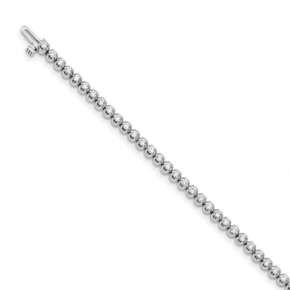 14K White Gold Complete 2.09 Carat Round Aa Diamond 4 Prong 7 Inch Tennis Bracelet