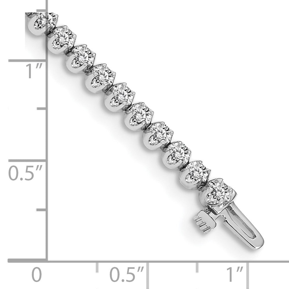 14K White Gold Complete 2.09 Carat Round Aa Diamond 4 Prong 7 Inch Tennis Bracelet