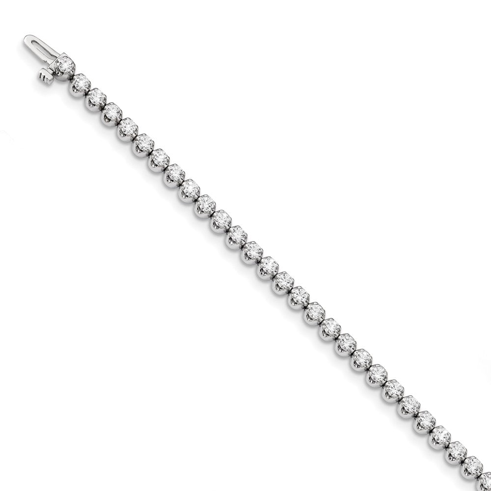 14K White Gold Complete 3.15 Carat A Diamond 4 Prong 7 Inch Tennis Bracelet