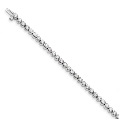 14K White Gold Complete 3.15 Carat A Diamond 4 Prong 7 Inch Tennis Bracelet