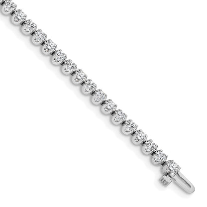 14K White Gold Complete 3.15 Carat Vs Diamond 4 Prong 7 Inch Tennis Bracelet