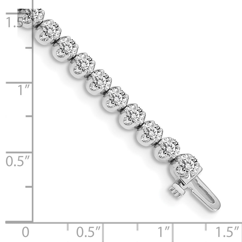 14K White Gold Complete 3.8 Carat Round A Diamond 4 Prong 7 Inch Tennis Bracelet