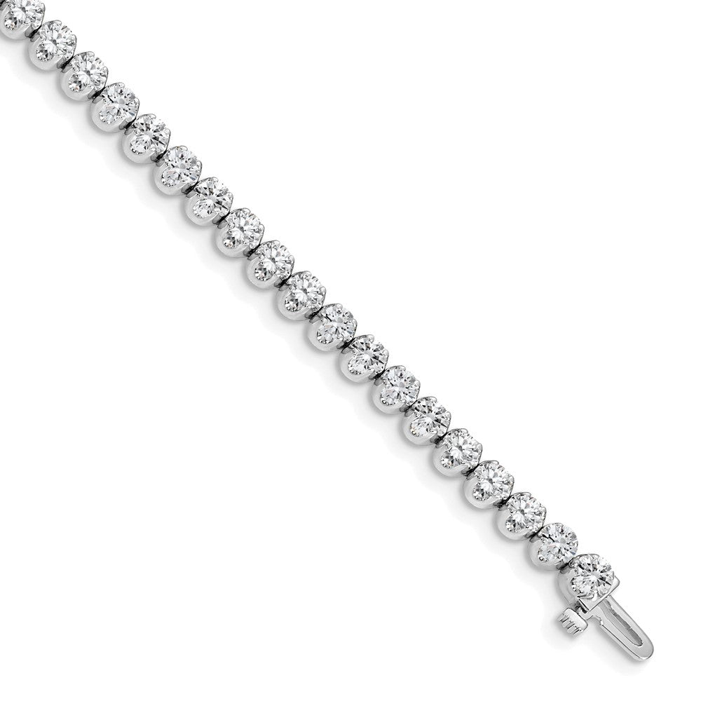 14K White Gold Complete 3.8 Carat Round Aa Diamond 4 Prong 7 Inch Tennis Bracelet