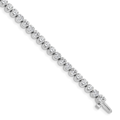 14K White Gold Complete 3.8 Carat Round Aa Diamond 4 Prong 7 Inch Tennis Bracelet