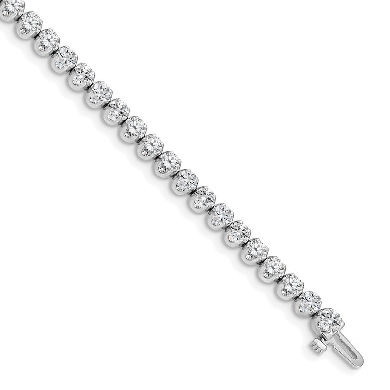 14K White Gold Complete 3.8 Carat Round Aa Diamond 4 Prong 7 Inch Tennis Bracelet