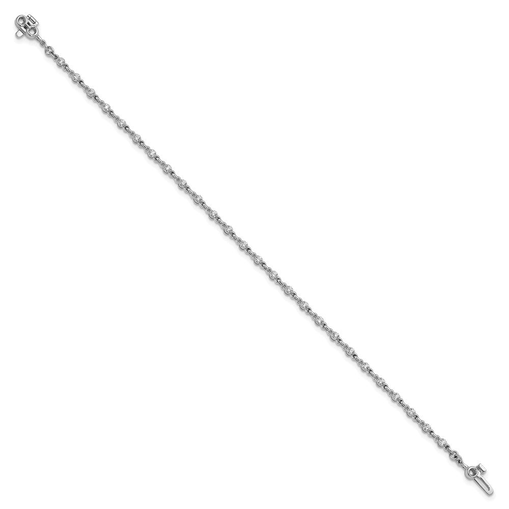 14K White Gold Complete 7/8 Carat Round Aaa Diamond 2 Prong 7 Inch Tennis Bracelet