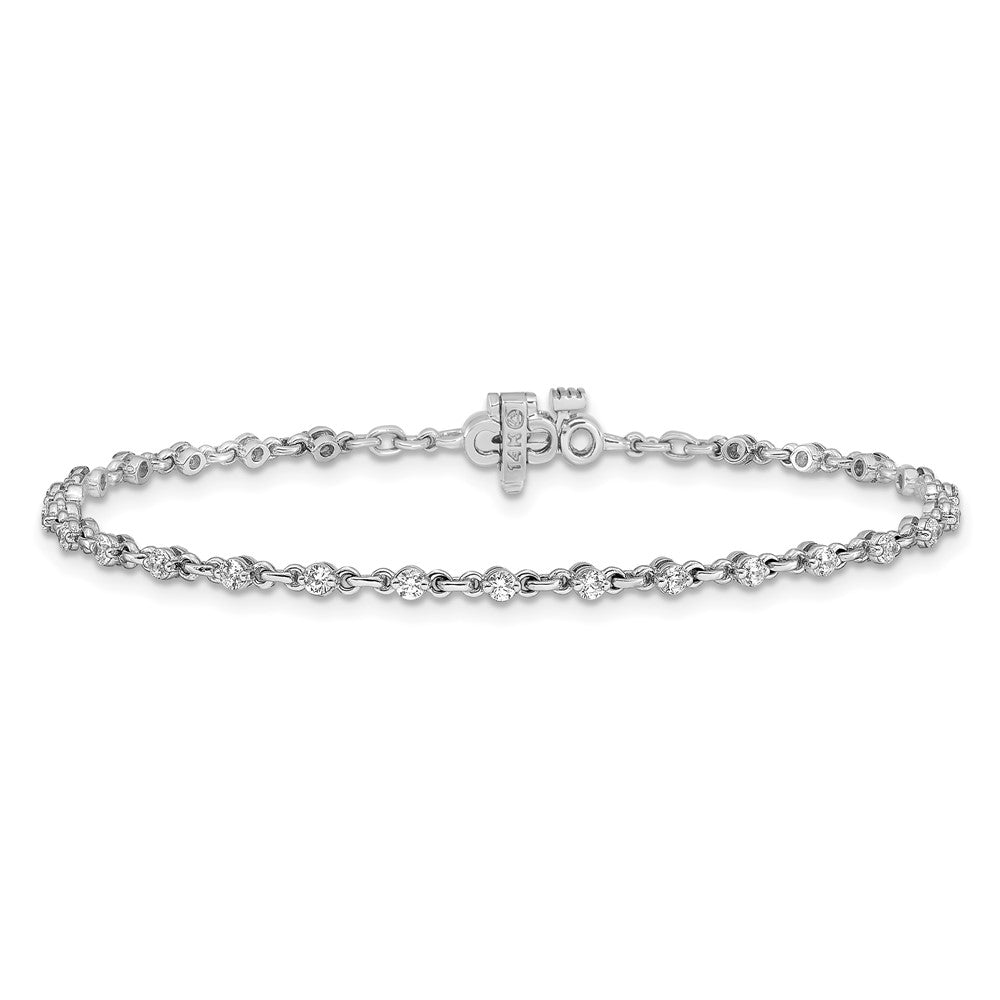 14K White Gold Complete 7/8 Carat Round Aa Diamond 2 Prong 7 Inch Tennis Bracelet