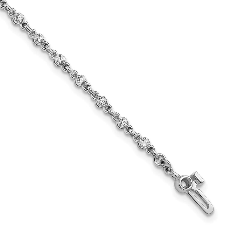 14K White Gold Complete 7/8 Carat Round Aaa Diamond 2 Prong 7 Inch Tennis Bracelet