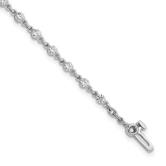 14K White Gold Complete 1.4 Carat Round A Diamond 2 Prong 7 Inch Tennis Bracelet