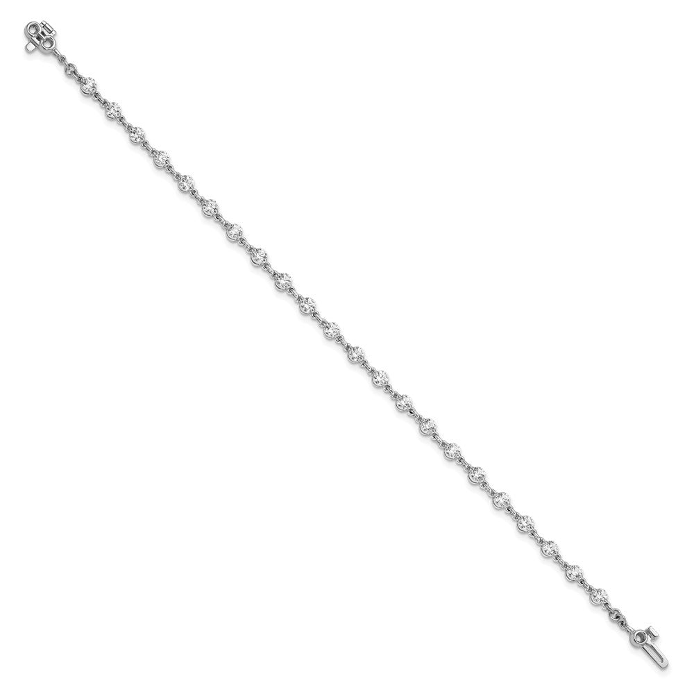 14K White Gold Complete 2.25 Carat Round A Diamond 2 Prong 7 Inch Tennis Bracelet