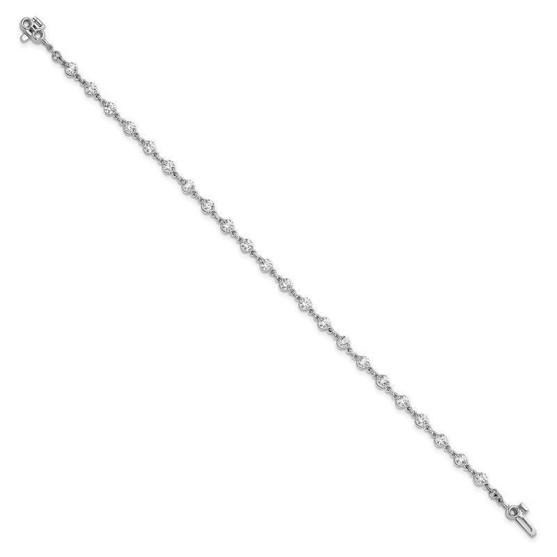 14K White Gold Complete 2.25 Carat Round Aa Diamond 2 Prong 7 Inch Tennis Bracelet