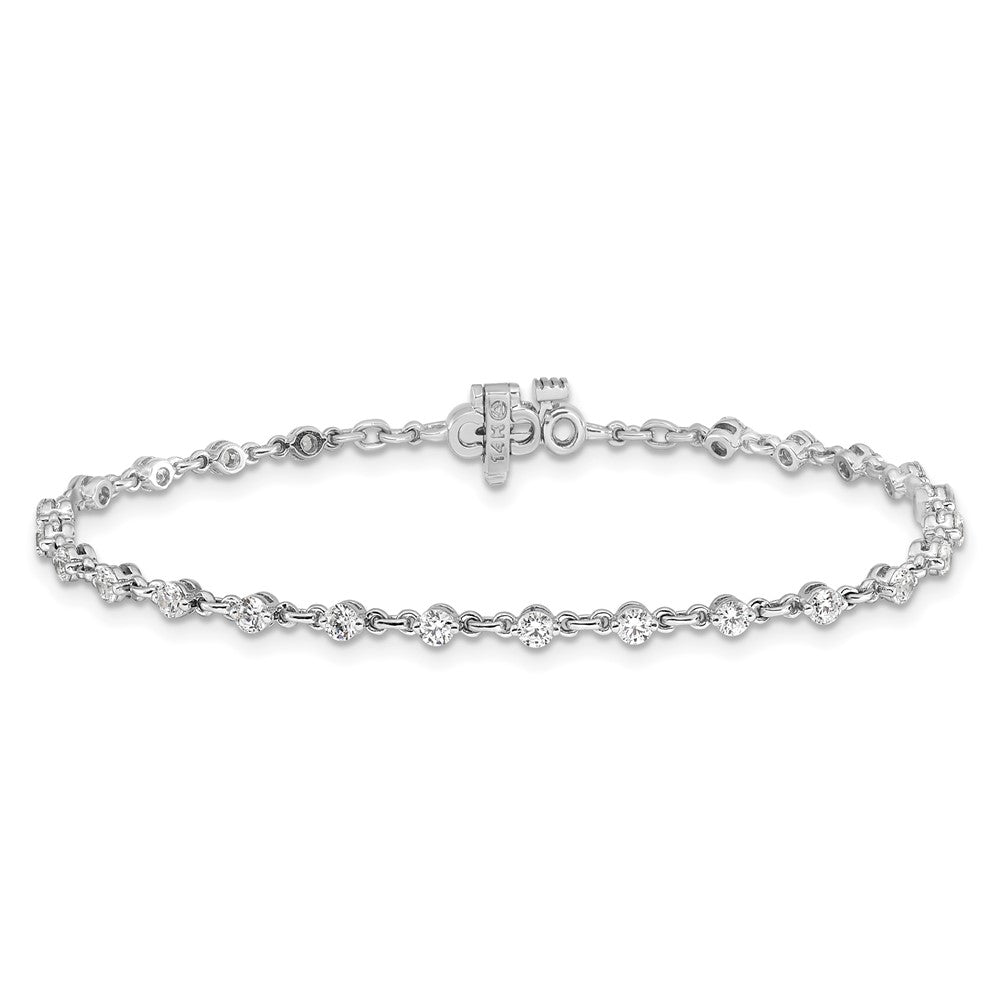 14K White Gold Complete 2.25 Carat Round Aaa Diamond 2 Prong 7 Inch Tennis Bracelet
