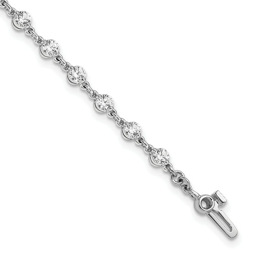 14K White Gold Complete 2.25 Carat Round Aa Diamond 2 Prong 7 Inch Tennis Bracelet