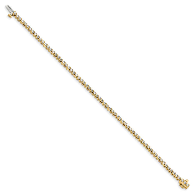14K Yellow Gold Complete1.9 Carat Round A Diamond 2 Prong 7 Inch Tennis Bracelet