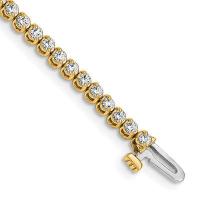 14K Yellow Gold Complete1.9 Carat Round Aa Diamond 2 Prong 7 Inch Tennis Bracelet