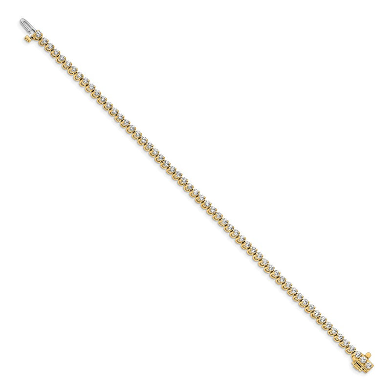 14K Yellow Gold Complete 2.9 Carat Round A Diamond 2 Prong 7 Inch Tennis Bracelet