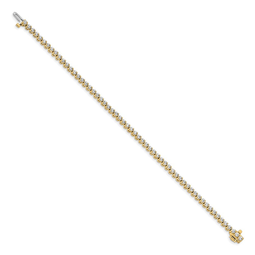 14K Yellow Gold Complete 2.9 Carat Round Vs Diamond 2 Prong 7 Inch Tennis Bracelet