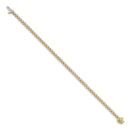 14K Yellow Gold Complete 2.9 Carat Round Aa Diamond 2 Prong 7 Inch Tennis Bracelet