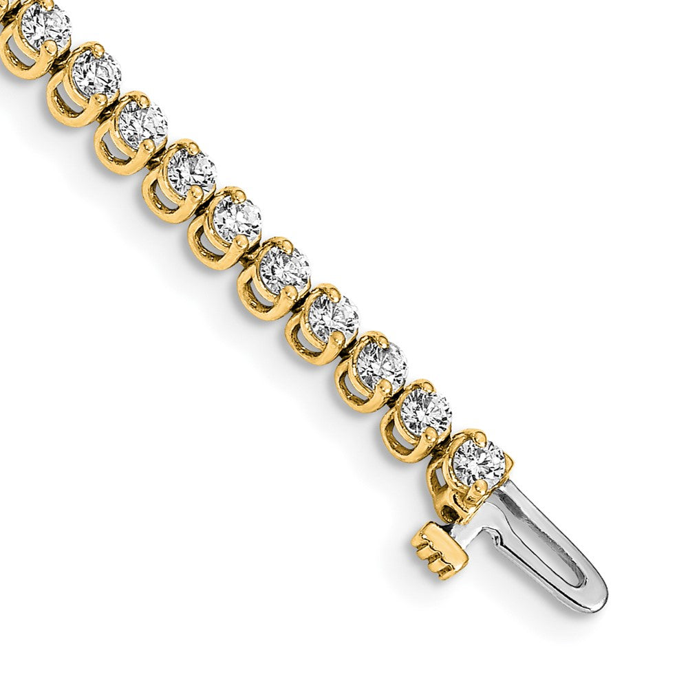14K Yellow Gold Complete 2.9 Carat Round Aaa Diamond 2 Prong 7 Inch Tennis Bracelet