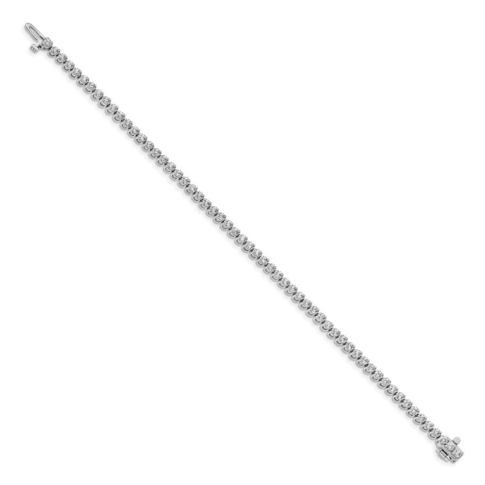 14K White Gold Complete 2.9 Carat Round Vs Diamond 2 Prong 7 Inch Tennis Bracelet