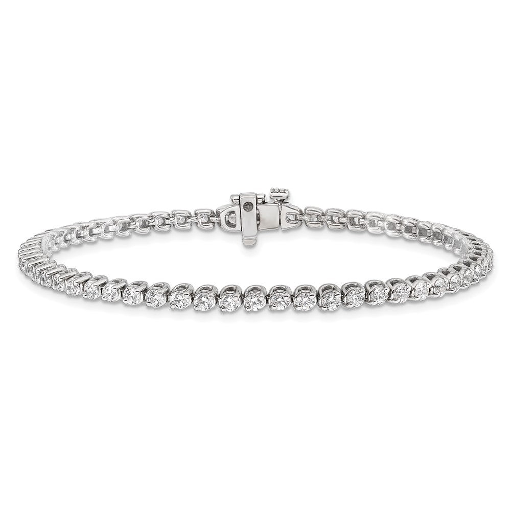 14K White Gold Complete 2.9 Carat Round Vs Diamond 2 Prong 7 Inch Tennis Bracelet