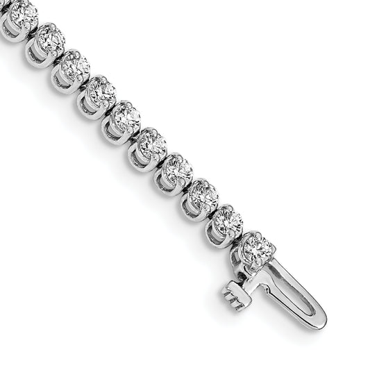 14K White Gold Complete 2.9 Carat Round A Diamond 2 Prong 7 Inch Tennis Bracelet