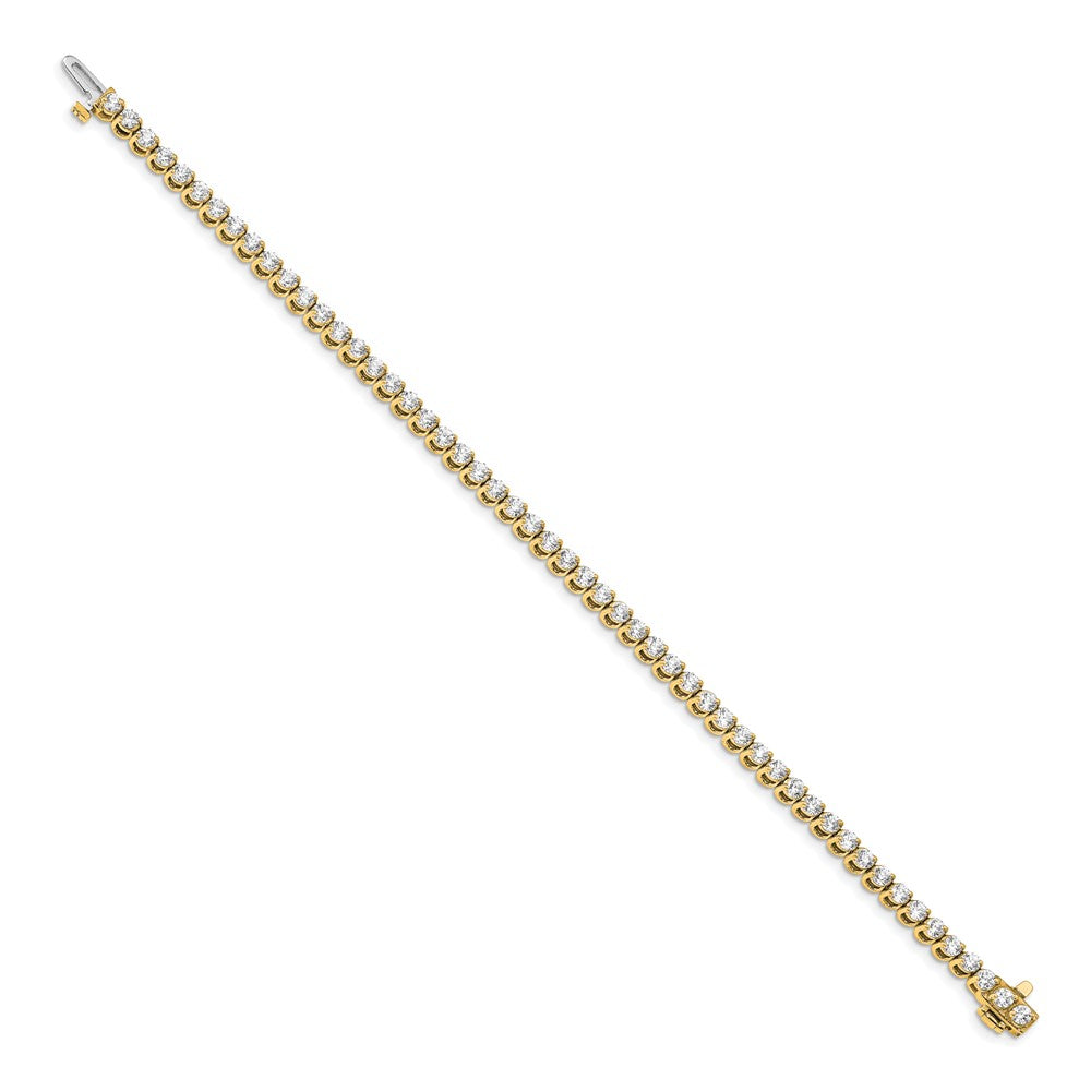 14K Yellow Gold Complete 4.18 Carat Round A Diamond 2 Prong 7 Inch Tennis Bracelet