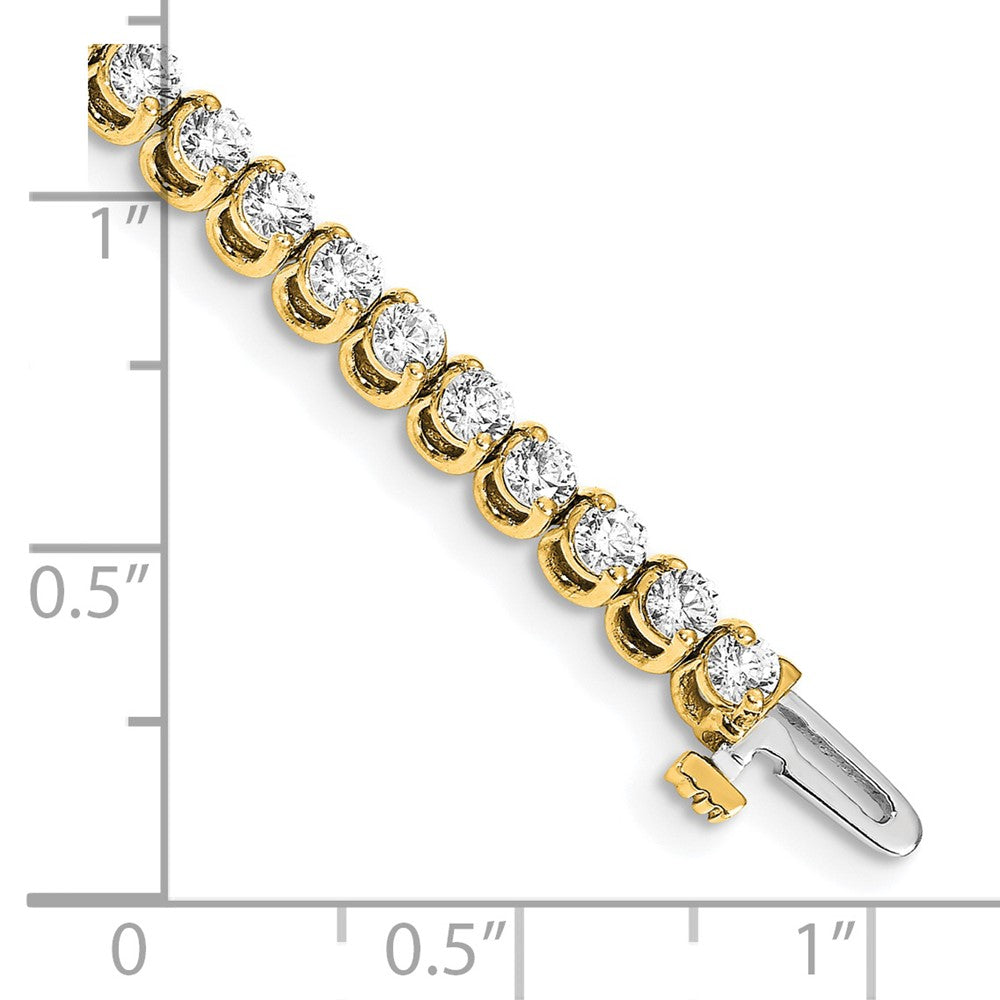 14K Yellow Gold Complete 4.18 Carat Round A Diamond 2 Prong 7 Inch Tennis Bracelet