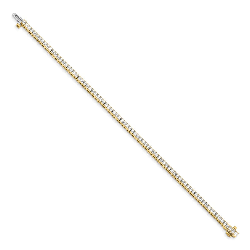 14K Yellow Gold Complete 4 Carat Princess Aa Diamond Prong 7 Inch Tennis Bracelet