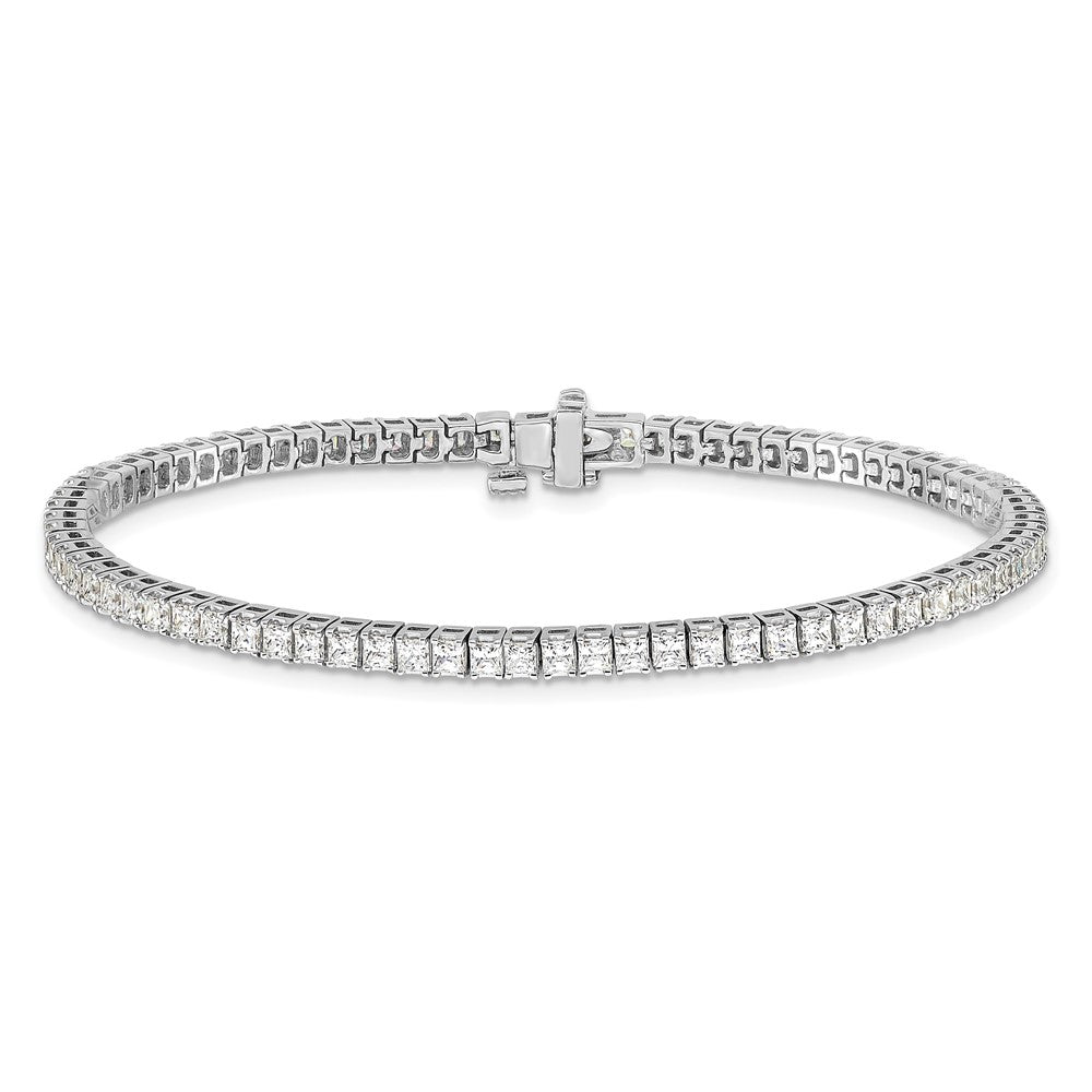 14K White Gold Complete 4 Carat Princess Aa Diamond Prong 7 Inch Tennis Bracelet
