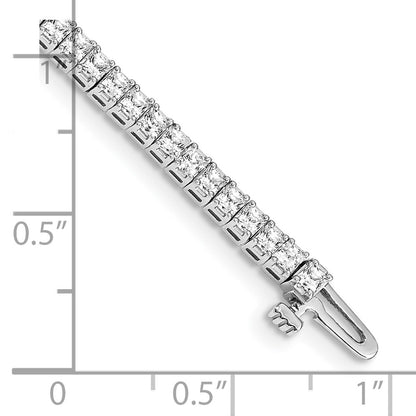 14K White Gold Complete 4 Carat Princess Aa Diamond Prong 7 Inch Tennis Bracelet