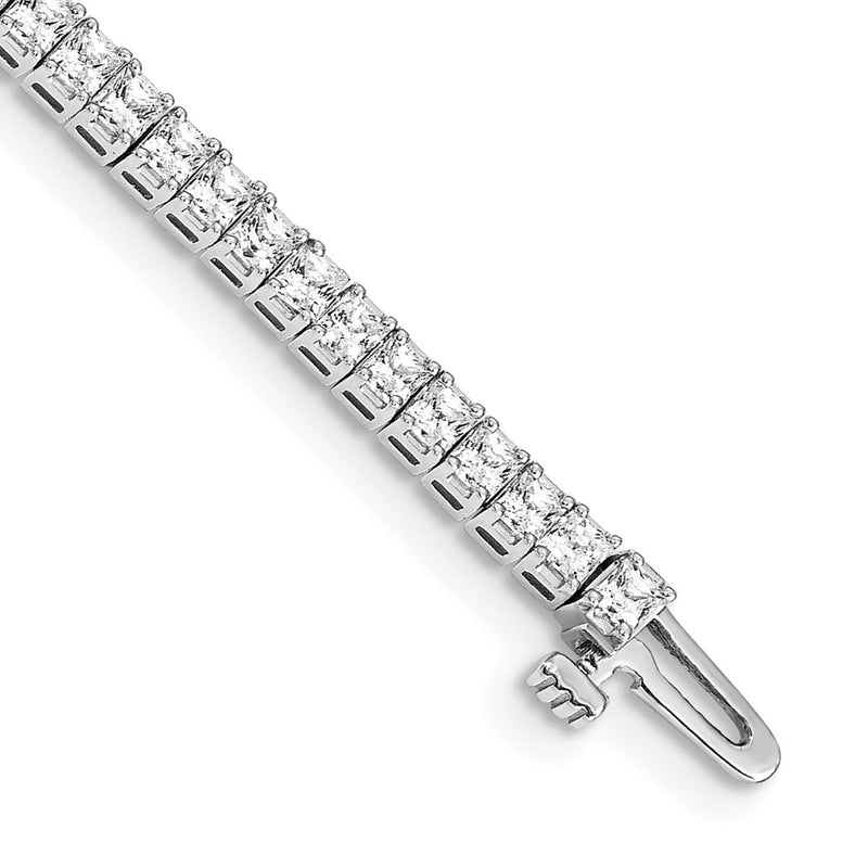 14K White Gold Complete 4 Carat Princess Aa Diamond Prong 7 Inch Tennis Bracelet