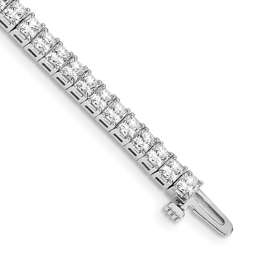 14K White Gold Complete 6.6 Carat Princess Aaa Diamond 4 Prong 7 Inch Tennis Bracelet